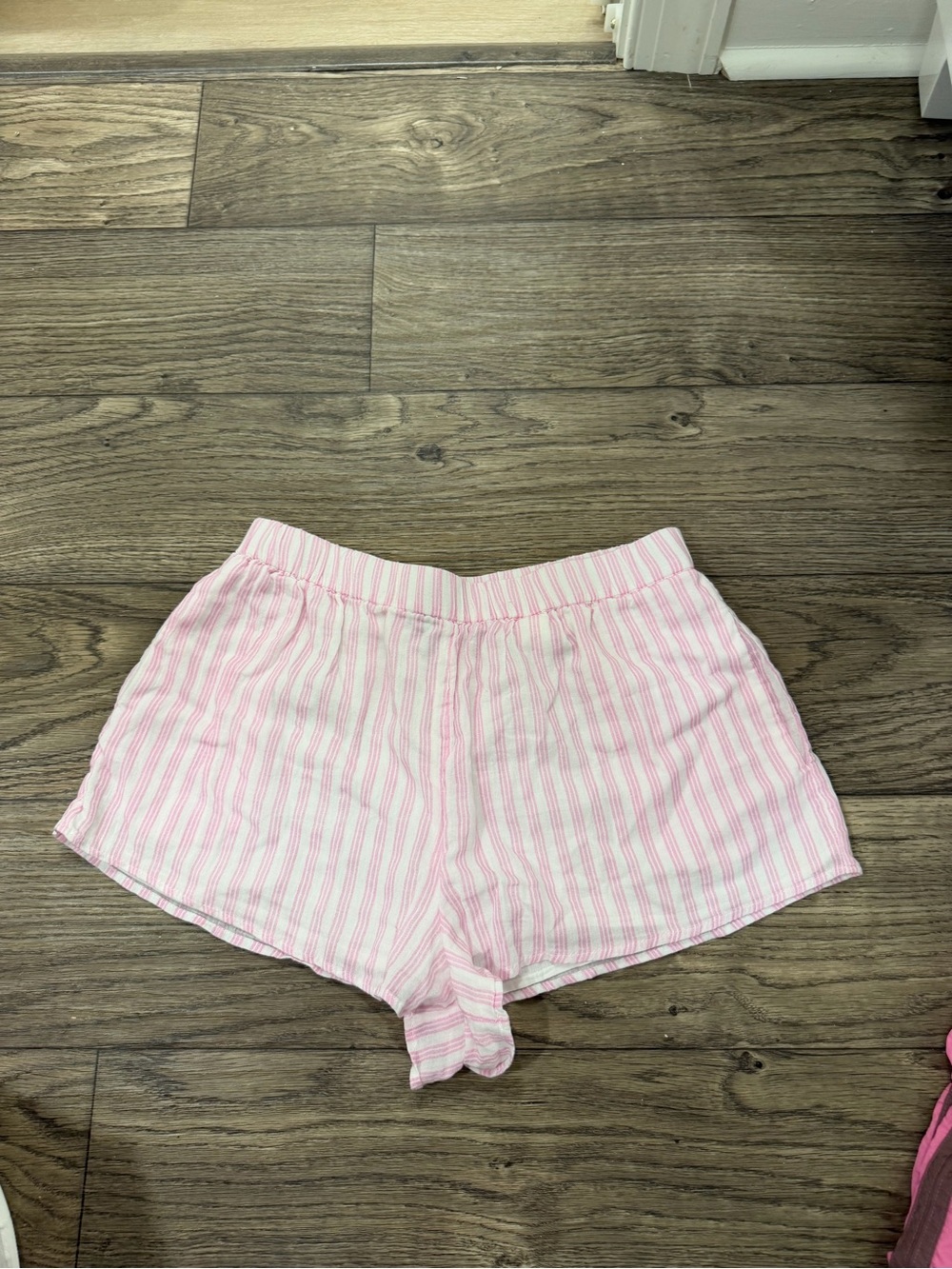 ZARA Pink Striped Linen Shorts